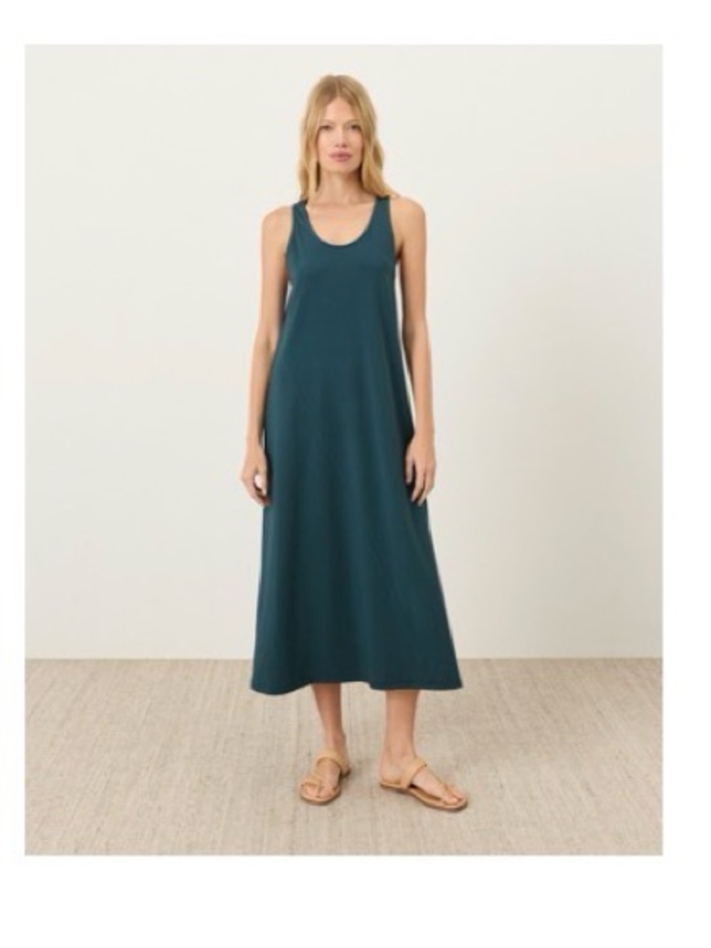 Pact New Deep Aqua (teal) Cotton Jersey Relaxed Tank Dress Size M